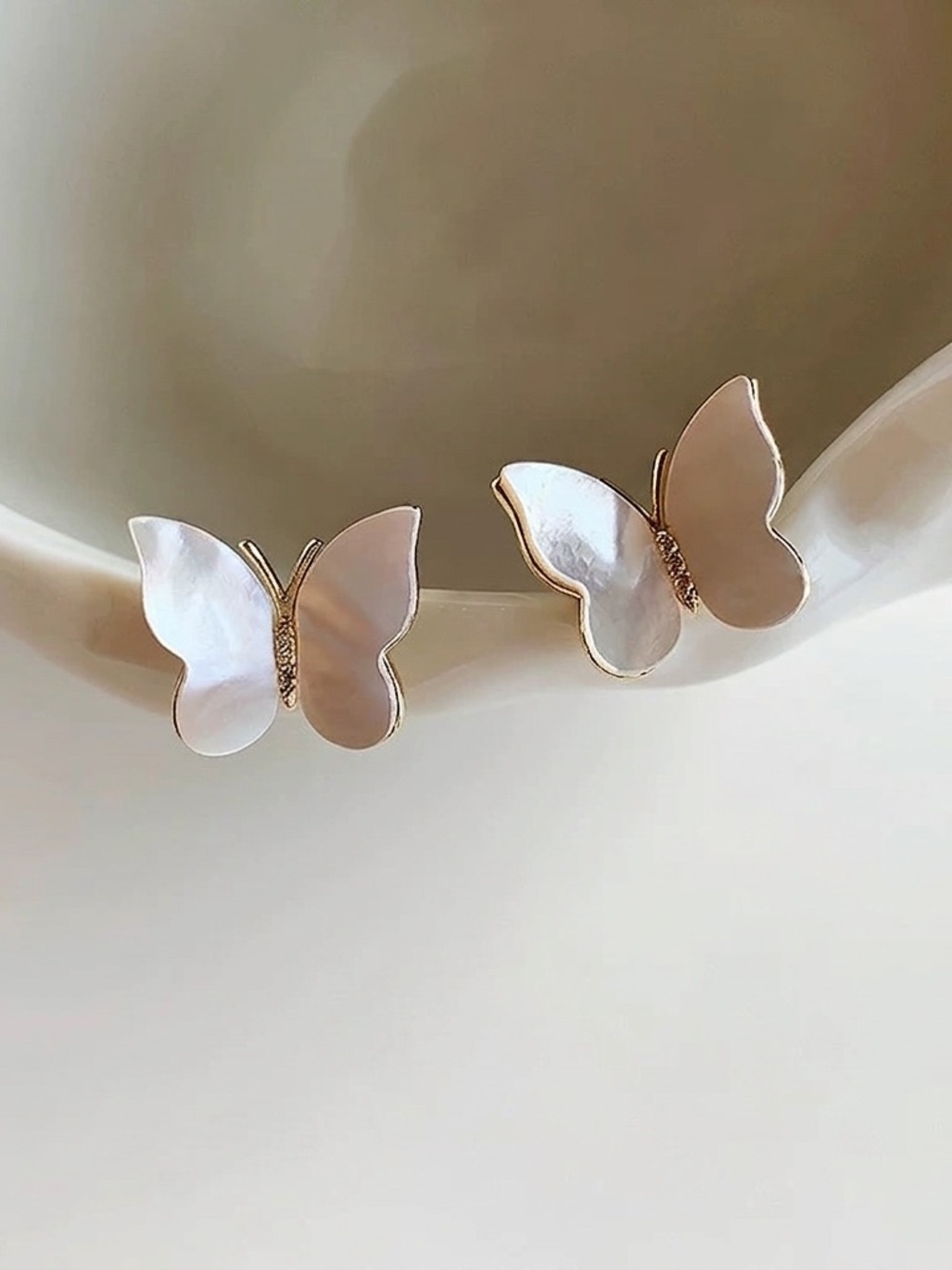 NEW Natural Mother of Pearl Butterfly Studs | S925 & 18K Gold Plated